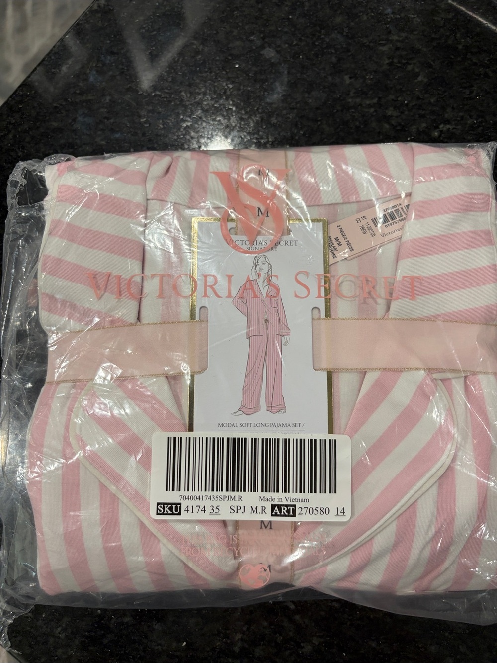 Victoria's Secret Pink & White Stripe Modal Pajama Set size M